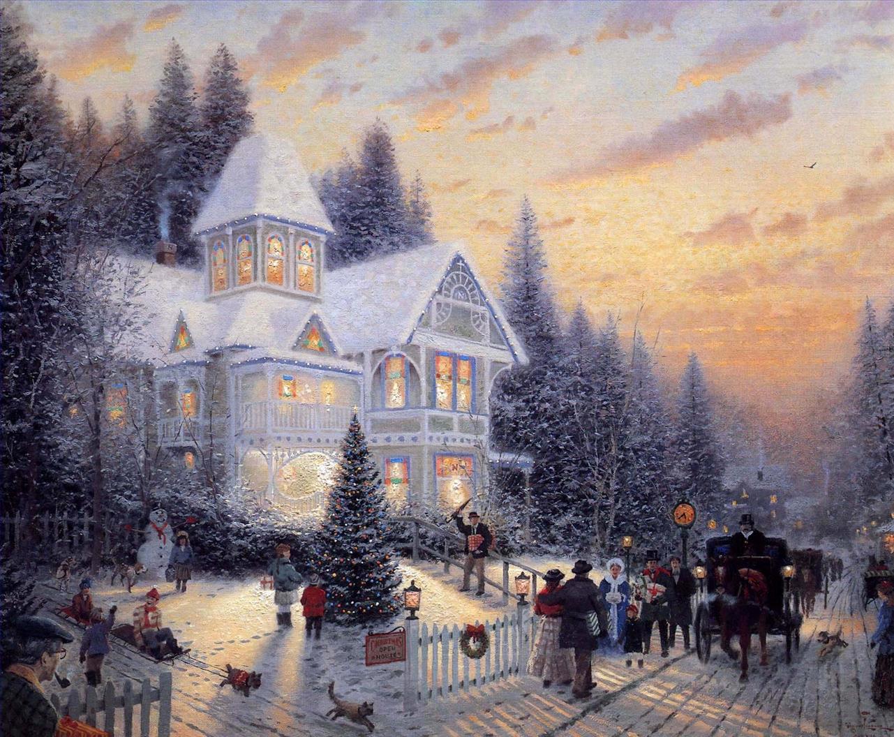 Navidad victoriana Thomas Kinkade Pintura al óleo